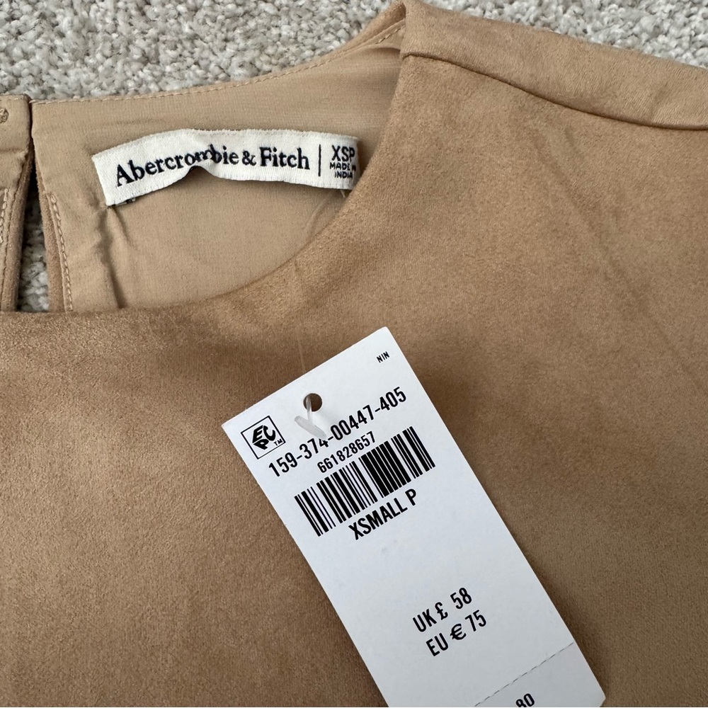 Abercrombie & Fitch Tan Mini Dress vegan Suede - Picture 4 of 7
